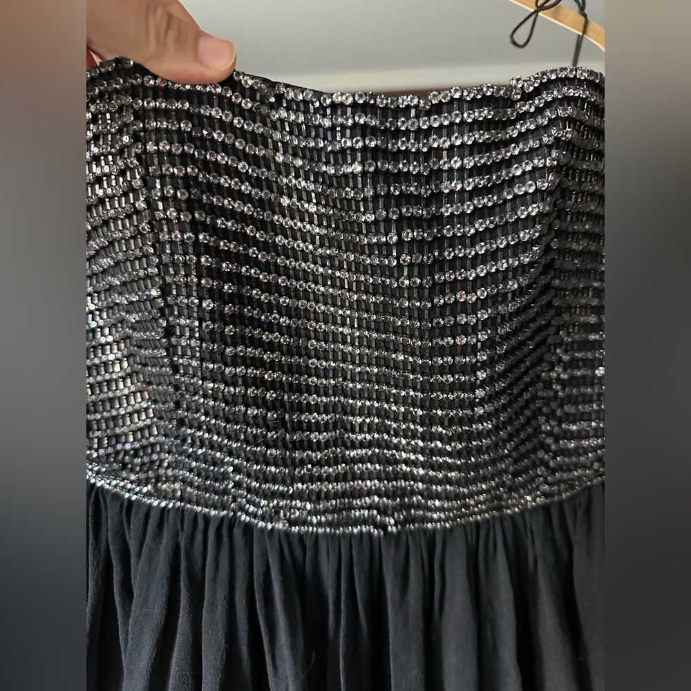 Alice + Olivia Black Strapless Ruffle Dress XS - Picture 2 of 7